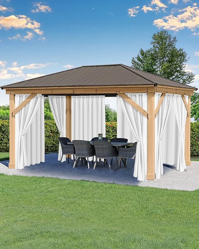 Outdoor Curtains for Patio Waterproof Rod Pocket 6 Pcs 54x84 Inch White | by HolidayIdeas