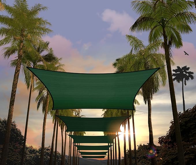 Amgo Custom Size 7' x 23' Green Rectangle Square Sun Shade Sail UPF50+ by Amgo