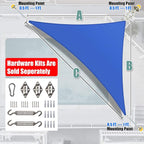Amgo Custom Size 10' x 19' x 21.5' Blue Right Triangle Sun Shade Sail UPF50+ - Image 6