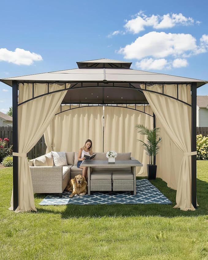 Outdoor Curtains for Patio Waterproof Rod Pocket 8 Pcs 54x95 Inch Cream | - Image 2