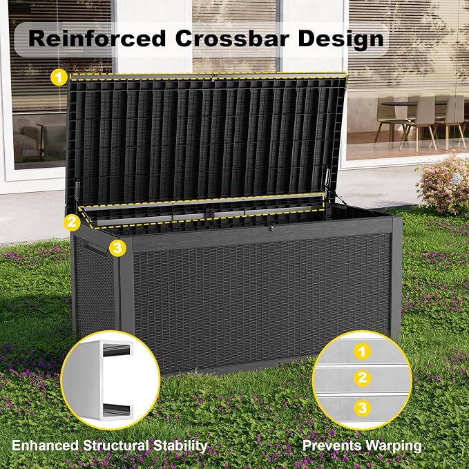 320 Gallon Outdoor Storage Box, Waterproof Patio Organizer, Storage Container - Image 4