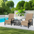 Incbruce 3 Pieces Outdoor Lounge Recliner Set, 2 Adjustable Metal Recliner Sofa - Image 8