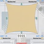Amgo Custom Size 9' x 11' Beige Rectangle Square Sun Shade Sail UPF50+ - Image 7