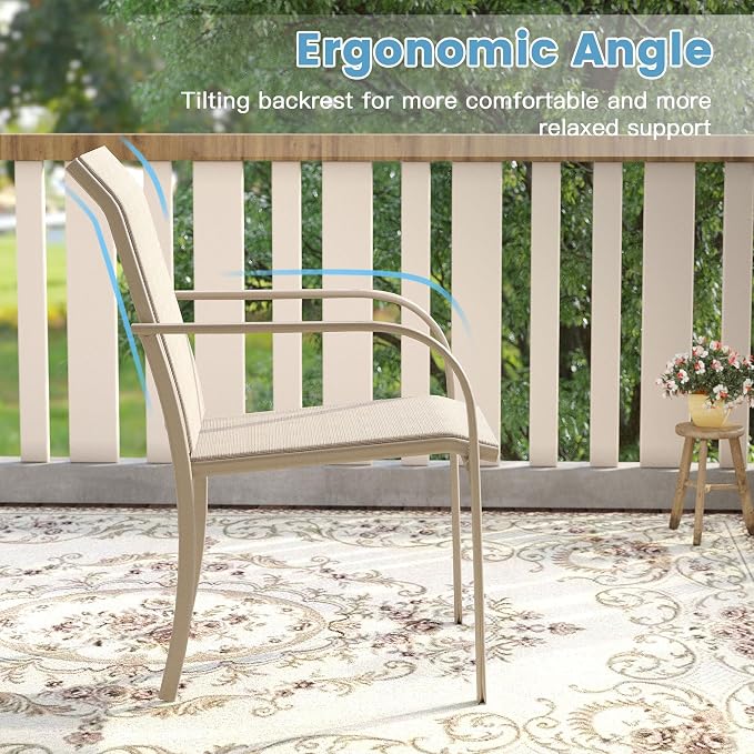 DIFY Patio Dining Chairs Set of 6, Stackable Outdoor Metal Chairs - Image 4