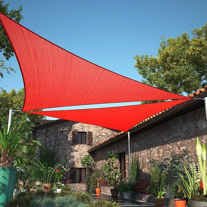 9' x 17' x 19.2' Red Sun Shade Sail UPF50 Right Triangle SMTAPT12 Canopy Fabric by ShadeMart