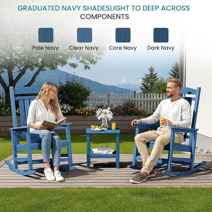 SERWALL Outdoor Rocking Chair Set of 4, Patio Rocking Chair, Porch Rocker - Image 3