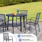 Outdoor Metal Patio Chairs Set of 4, Stackable Iron Mesh Dining Chairs - Image 3