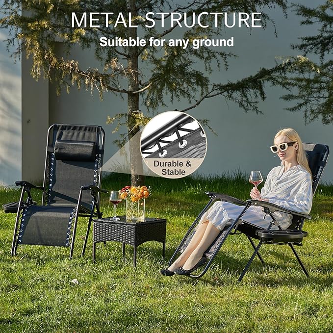 Sweetcrispy Zero Gravity Chairs Set of 2, Outdoor Folding Patio Lounge Chair - Image 5