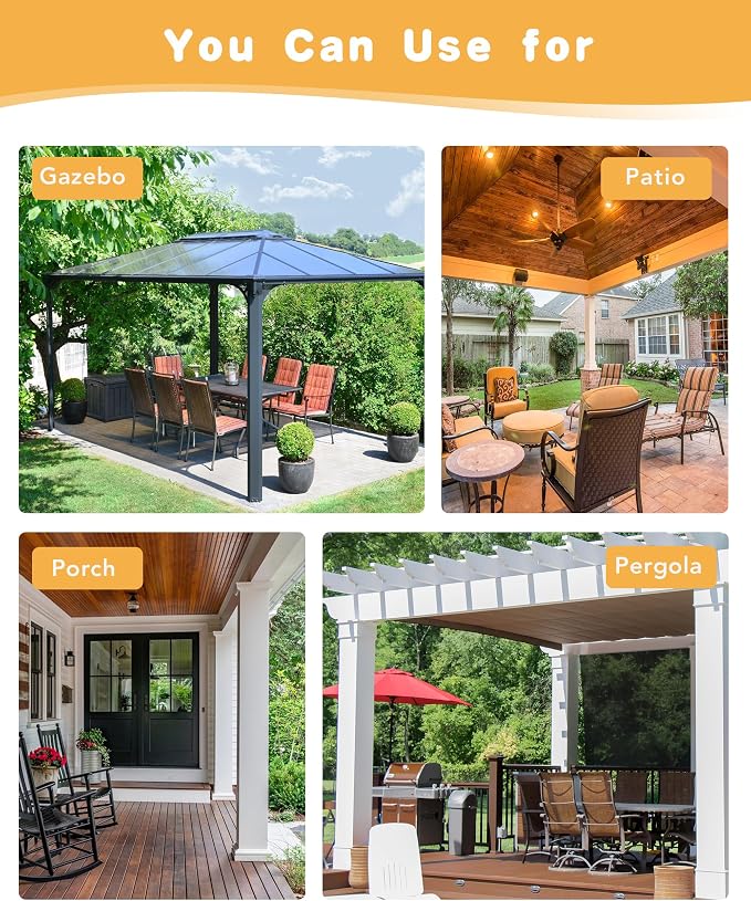 Extra Wide Outdoor Curtains for Patio Waterproof 4 Pcs 110x84 Inch White | - Image 6