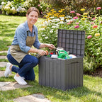 Flamaker Deck Box 30 Gallon, Waterproof Resin Small Storage Box - Image 7