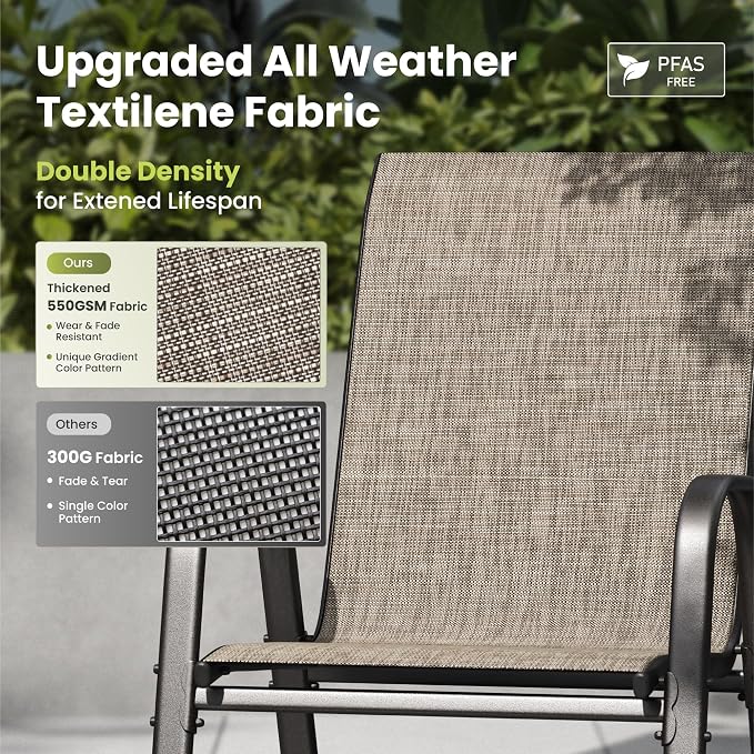 PHI VILLA Outdoor Stackable Dining Chair Set of 4, Textilene Mesh & Metal | - Image 4