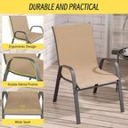 Patio Chairs Set of 6, Stackable Outdoor Dining Chairs Set - Image 4