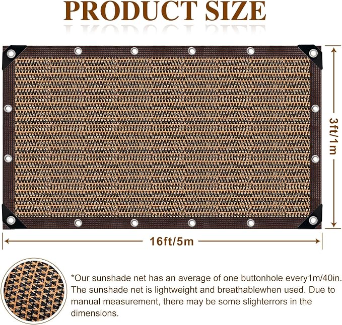3x16FT 80% Shade Cloth Sun Shade Net - Image 3