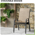 Patio Chairs Set of 2, Outdoor Stackable Dining Chairs - Image 5