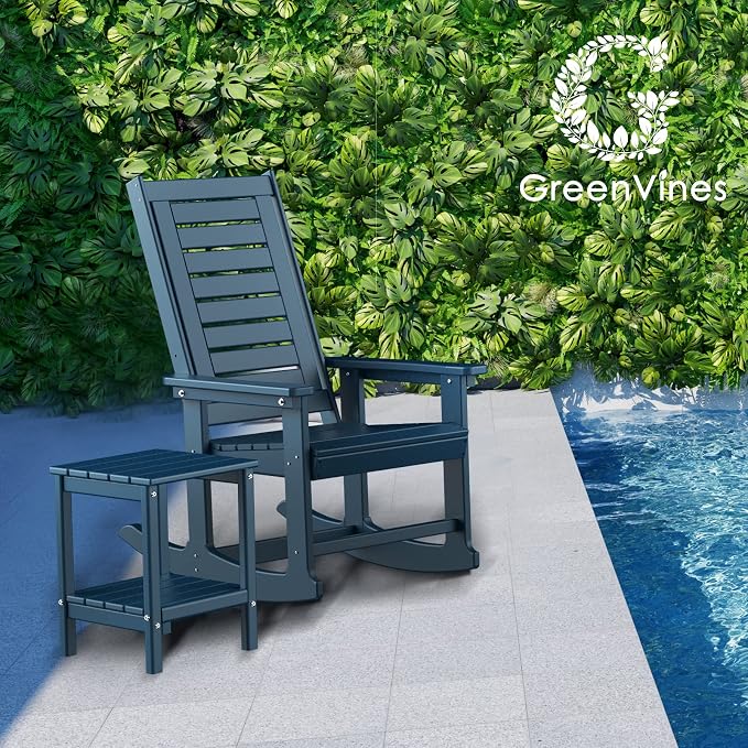GREENVINES Oversized Outdoor Rocking Chairs Set of 2, HDPE Rocker - Image 7