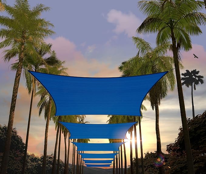 Amgo 16' x 16' Blue Rectangle Sun Shade Sail Canopy Awning UPF50+ AGTAPR0810 by Amgo