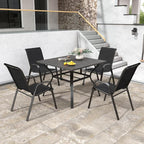 Black Patio Chairs Set of 6, Stackable Outdoor Dining Chairs - Image 4
