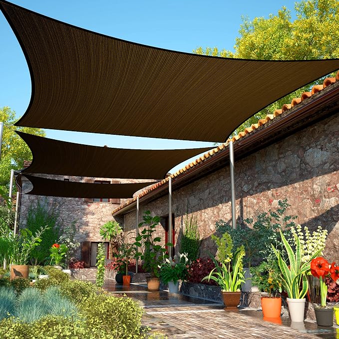 14' x 14' Brown Sun Shade Sail Square SMSLR Canopy Fabric Cloth Screen by ShadeMart