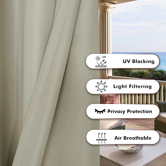 BONZER Extra Wide Waterproof Outdoor Curtains - Image 4