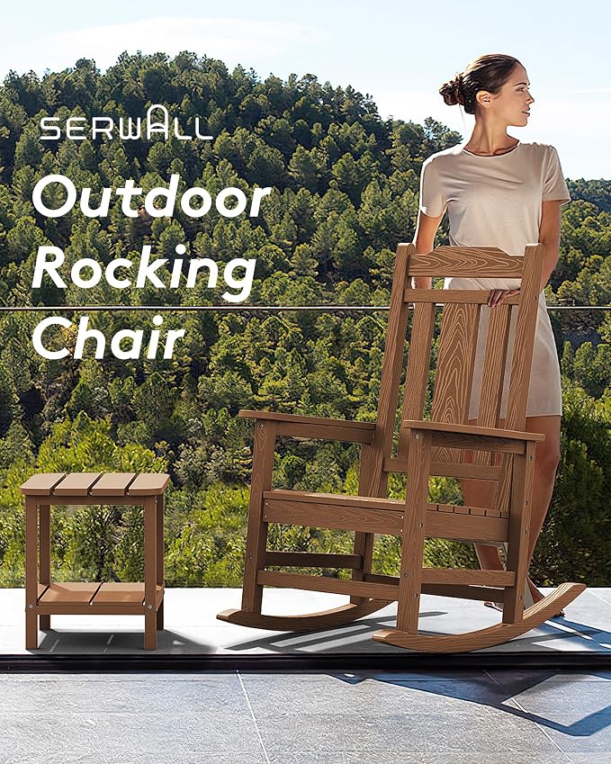 SERWALL Oversized Outdoor Rocking Chairs Set of 4, HDPE Patio Rocker, All - Image 5