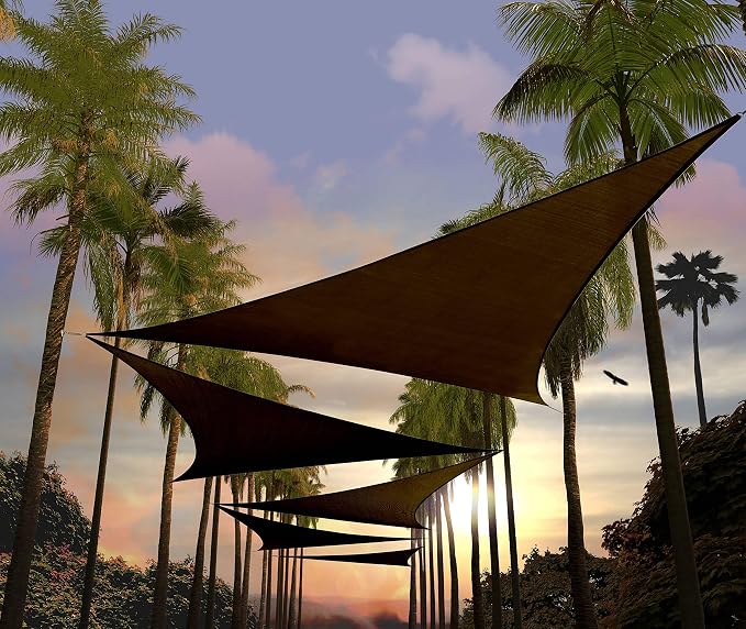 Amgo Custom Size 14' x 14' x 14' Brown Triangle Sun Shade Sail UPF50+ AGTAPT10 by Amgo