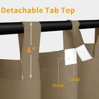 Easy-Going Outdoor Patio Curtains 2 Panels, 54x120 inch, Khaki | Privacy - Image 2