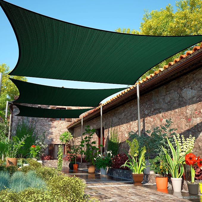 10' x 21' Green Sun Shade Sail UPF50 Rectangle smTAPR0816 Canopy Fabric Cloth by ShadeMart