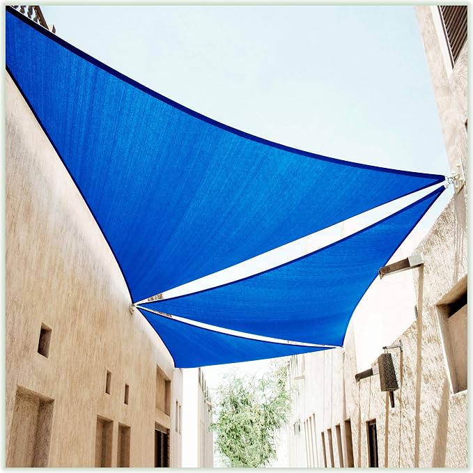 ColourTree 10' x 10' x 14' Blue Sun Shade Sail Right Triangle CTSLRT10 by ColourTree