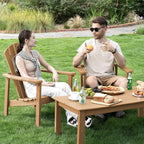 Compact Stackable Adirondack Chairs Set of 2, Teak | 26.3" Wide HDPE, - Image 5