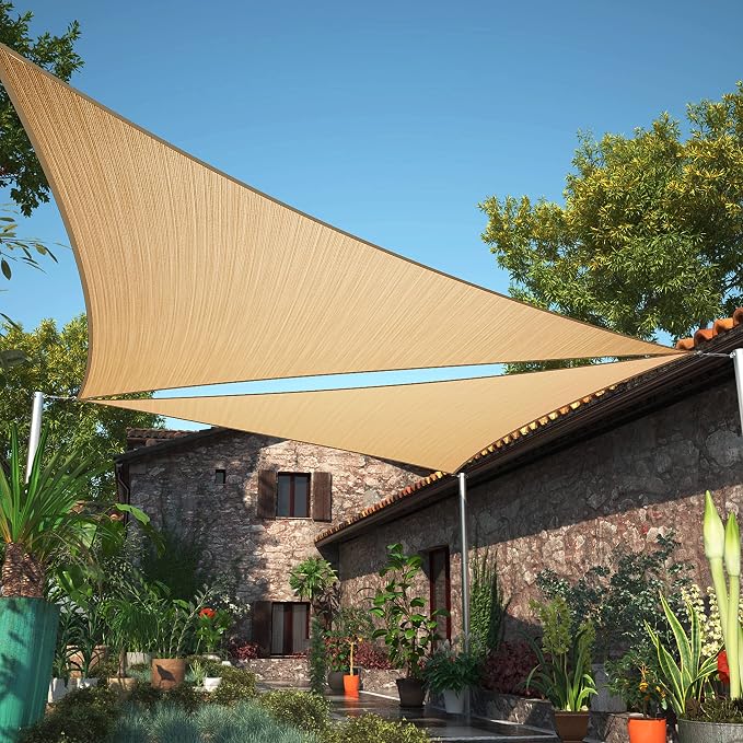 19' x 22' x 29.1' Sand Beige Sun Shade Sail UPF50 Right Triangle SMTAPT12 by ShadeMart