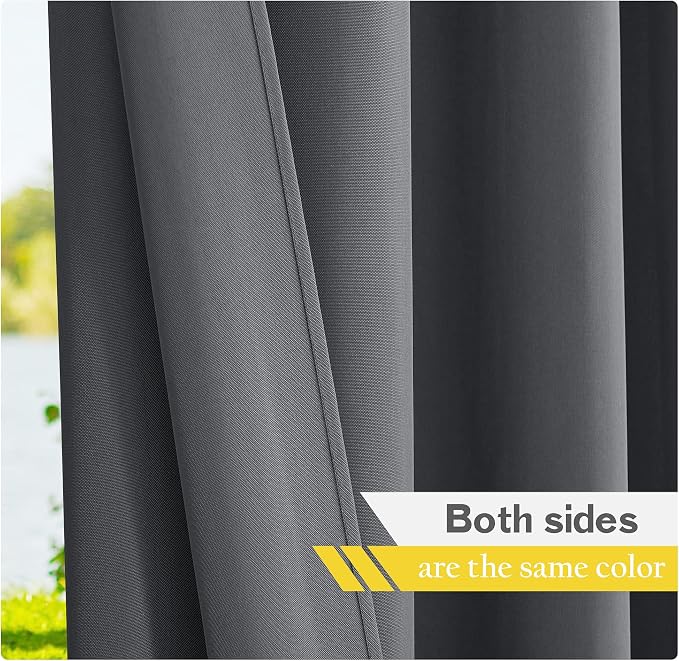 NICETOWN Outdoor Curtains for Patio Waterproof 2 Panels, Sun Block Thermal - Image 7
