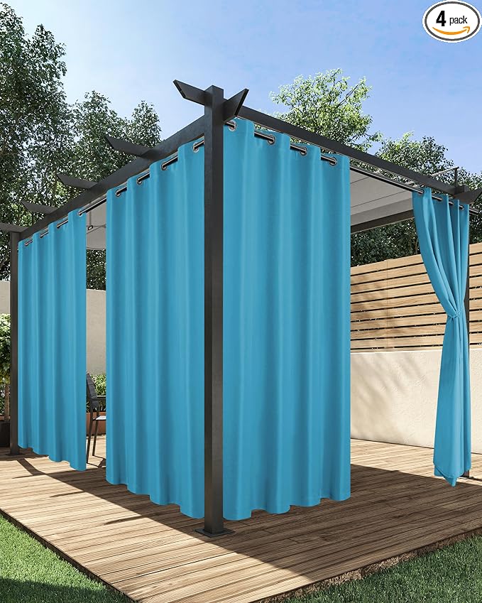 HolidayIdeas Outdoor Curtains for Patio Waterproof 4 Pcs 54x95 Inch Teal | by HolidayIdeas