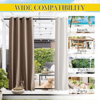 NICETOWN 2 Panels Outdoor Curtains Waterproof Bottom Fixed W46xL90 Tan | - Image 3