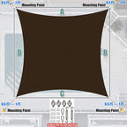 Amgo Custom Size 8' x 8' Brown Rectangle Square Sun Shade Sail UPF50+ AGTAPR0810 - Image 7