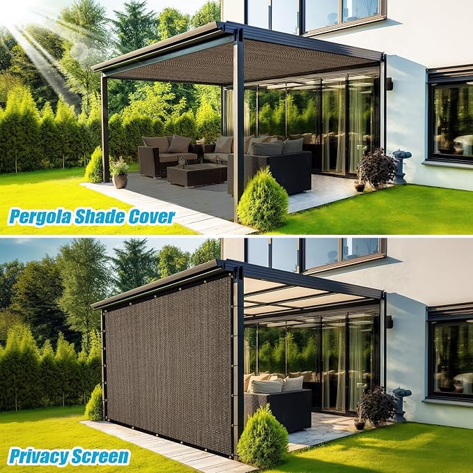 Amagenix 90% Shade Fabric 14'X 14' Mocha Sun Shade Cloth - Image 5