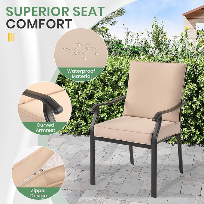 LVUYOYO Outdoor Patio Dining Chairs Set of 2, Metal Stackable Chairs Set - Image 3