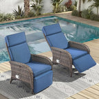 Zero Gravity Wicker Patio Recliner Chairs Set of 2 by JelwalyPatioFurnitureSet