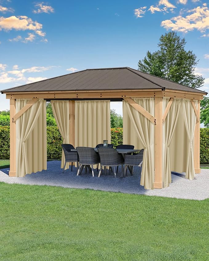 Outdoor Curtains for Patio Waterproof Rod Pocket 6 Pcs 54x108 Inch Cream | by HolidayIdeas