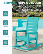 SERWALL Outdoor Rocking Chair Set of 4, HDPE Rocker - Image 4