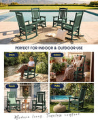 Oversized Outdoor Rocking Chairs Set of 6, HDPE Porch Rocker - Image 6