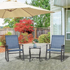 Vongrasig 3 Piece Outdoor Rocking Bistro Set, Textilene Fabric Small Patio - Image 9