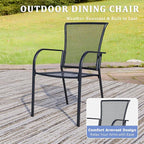Outdoor Metal Patio Chairs Set of 4, Stackable Iron Mesh Dining Chairs - Image 4