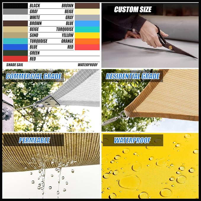 Royal Shade 8' x 16' Custom Size Blue Rectangle Sunshade Sail - Image 4