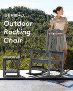 SERWALL Outdoor Rocking Chair, HDPE Rocking Chair Outdoor, Unique Gray - Image 4