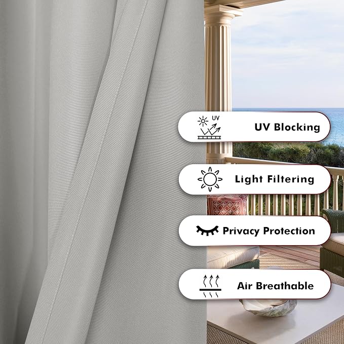 BONZER Outdoor Curtains for Patio Waterproof Thick Privacy | Extra Wide Grommet - Image 4