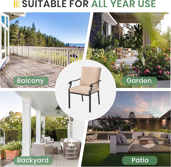 LVUYOYO Outdoor Patio Dining Chairs Set of 2, Metal Stackable Chairs Set - Image 7