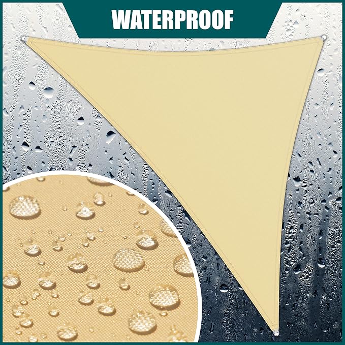 Royal Shade 9' x 15' x 17.5' Beige Triangle Waterproof Sun Shade Sail Order to - Image 2