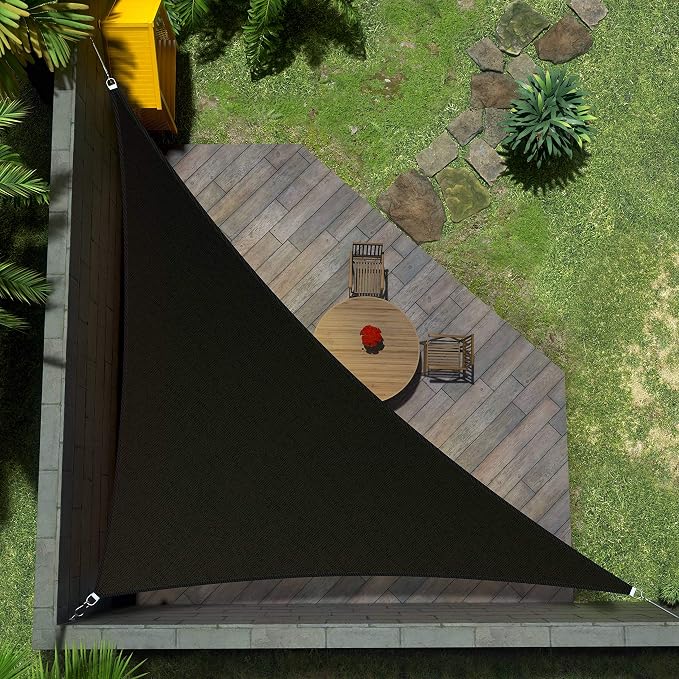 Amgo Custom Size 10' x 13' x 16.4' Black Right Triangle Sun Shade Sail UPF50+ by Amgo